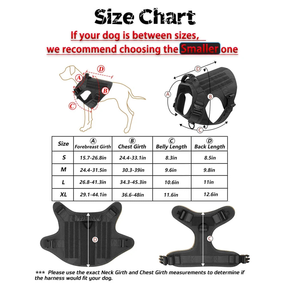 Tactical Dog Harness Collar Leash