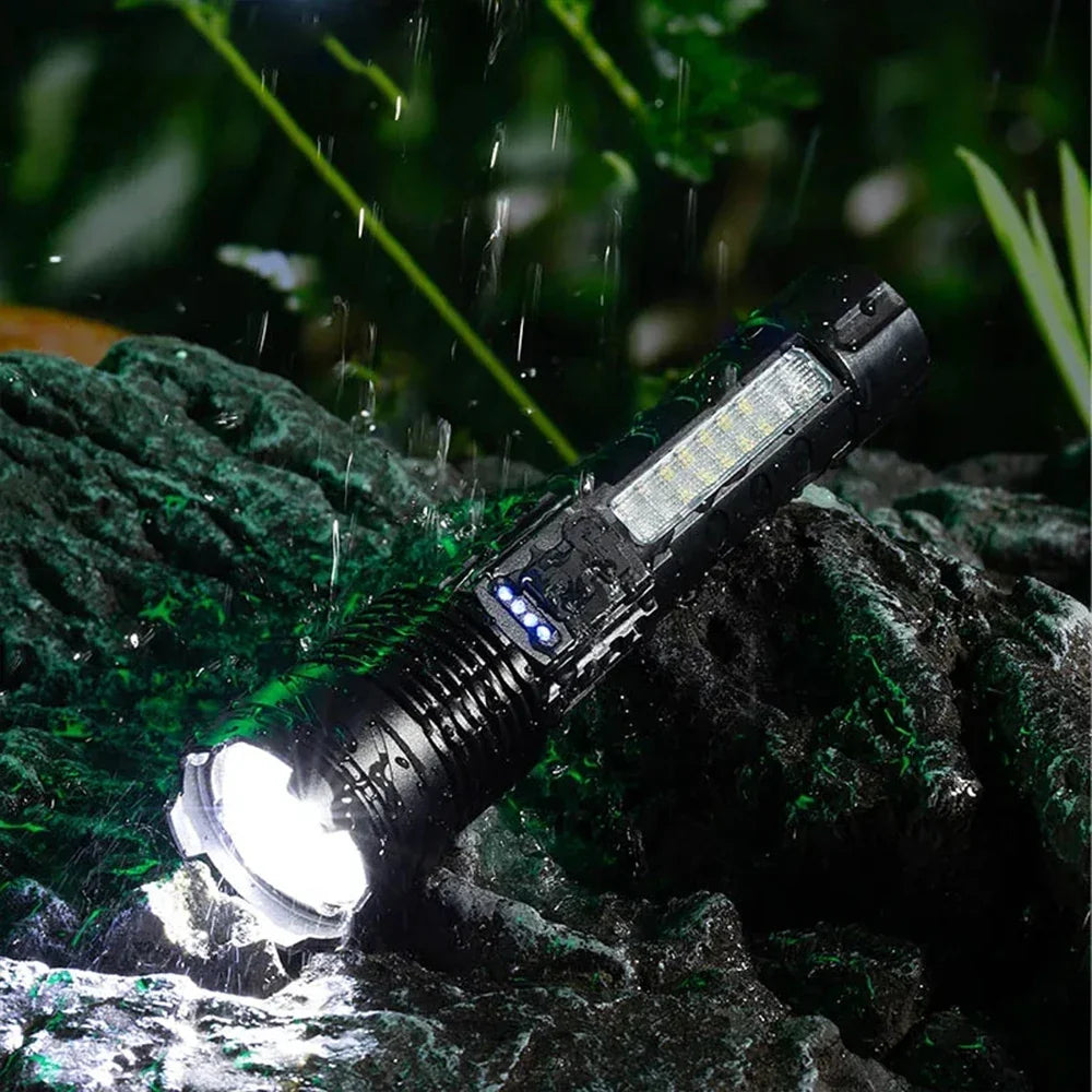 Saashi Labor Day High-Power LED Flashlight – 6-Mode Rechargeable Tactical Torch with Zoom for Camping, Fishing & Emergencies