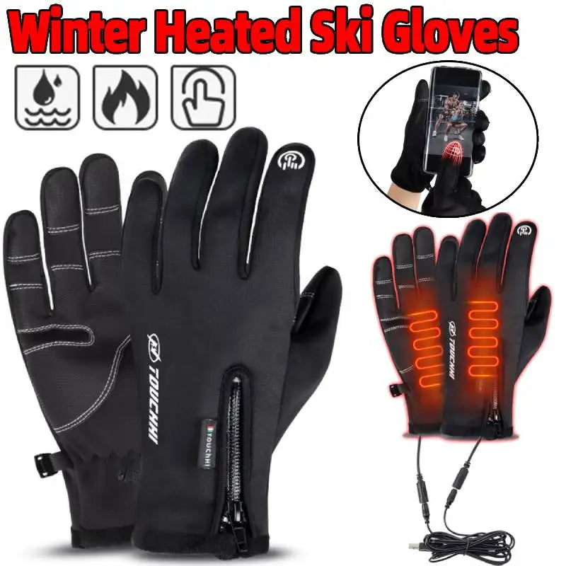 Touch Screen Heated Gloves -  Anti-Slip and Fast Recharging for Skiing Cycling Driving Hiking
