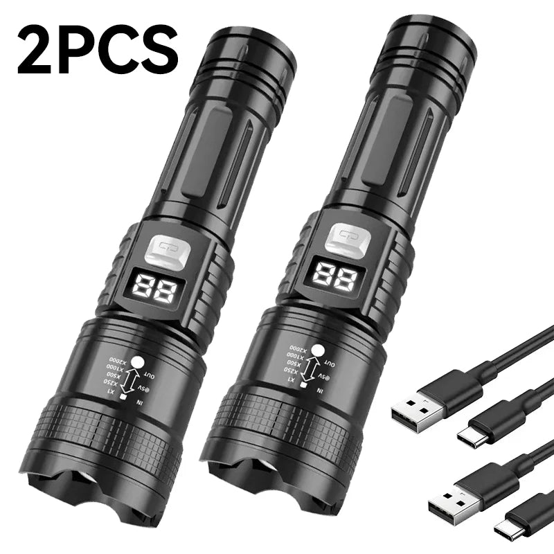 2000-Lumen Rechargeable USB Tactical Flashlight