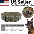 K9 Military 2" Wide Tactical Heavy Duty Nylon Large Dog Collar With Metal Buckle.