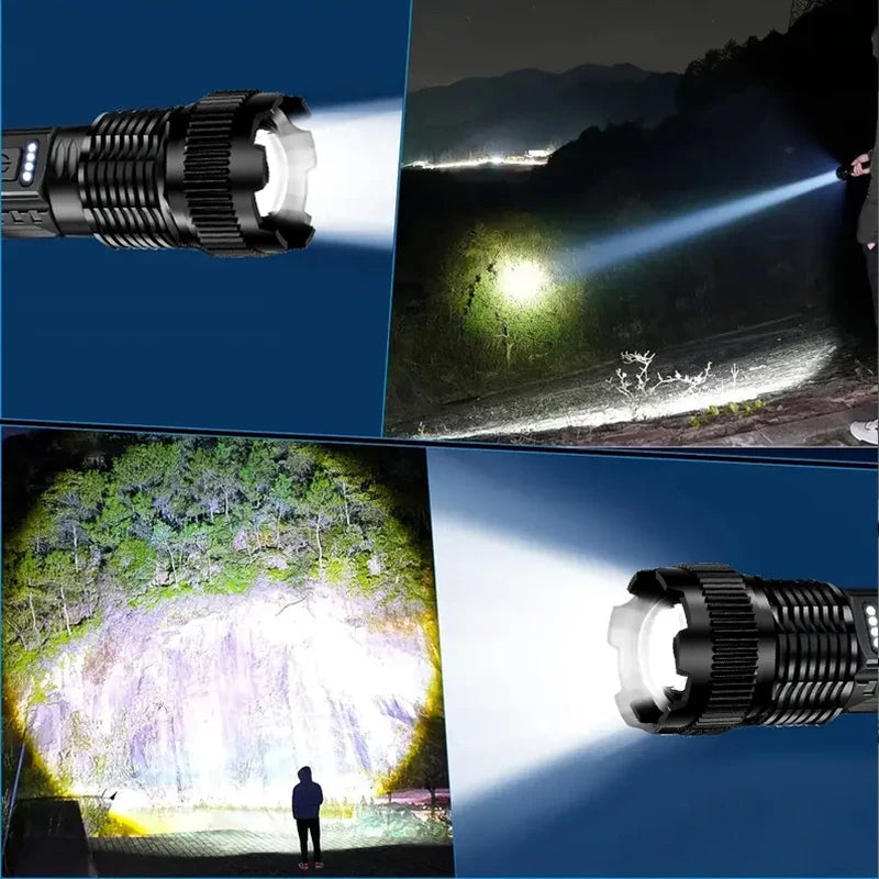 Saashi Labor Day High-Power LED Flashlight – 6-Mode Rechargeable Tactical Torch with Zoom for Camping, Fishing & Emergencies