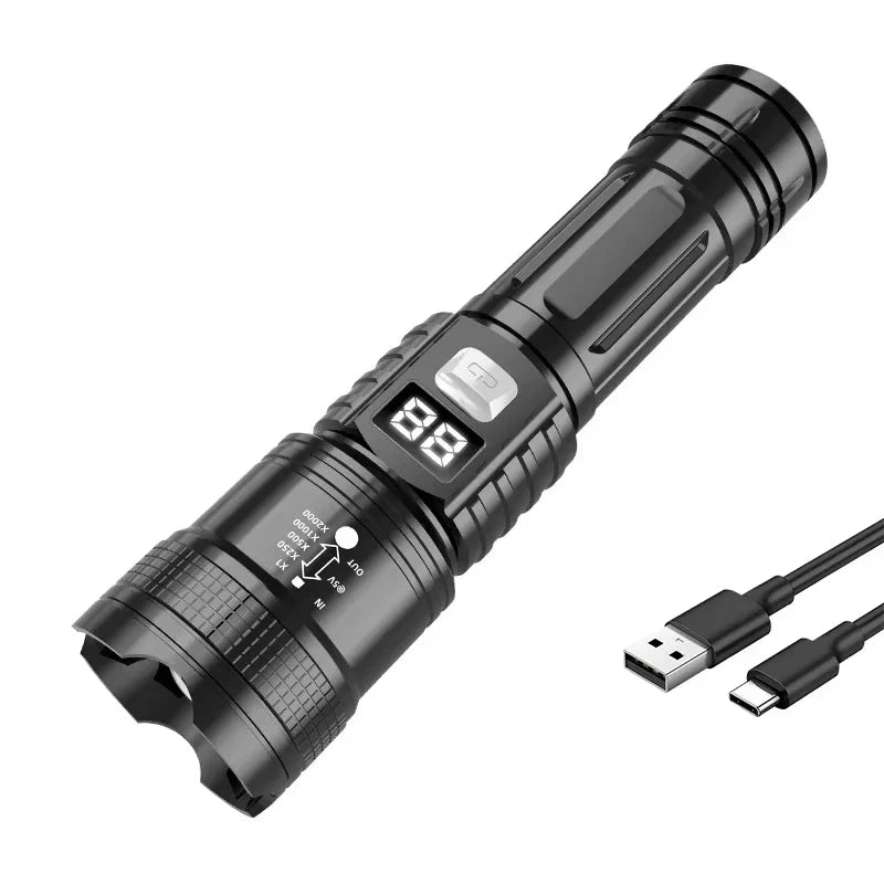 2000-Lumen Rechargeable USB Tactical Flashlight